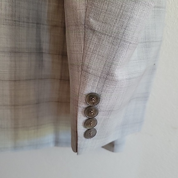 Calvin Klein Gray Wool Plaid Two Button Single Breasted Blazer Dual Vent Classic - Picture 7 of 15